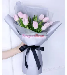 10 Stem ​Pink Tulips in a Bouquet