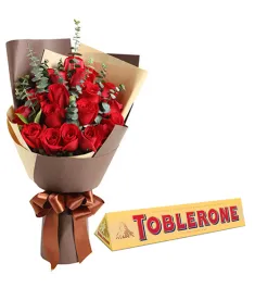 12 Roses with Ferrero Chocolate Box