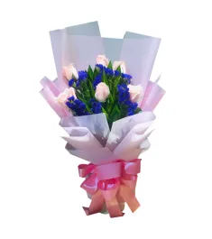 6 Pcs Pink Roses in Bouquet