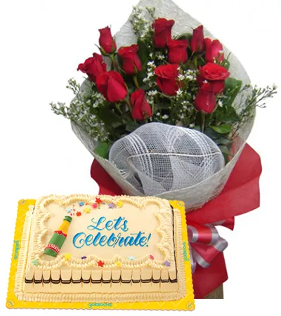 12 Red Roses Bouquet Marble Chiffon Cake By Goldilocks