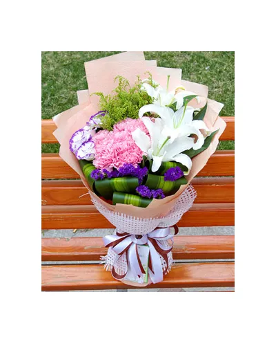 Pink Carnations & White Lily